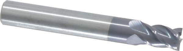 Accupro - 9mm, 14mm LOC, 10mm Shank Diam, 2-3/4" OAL, 4 Flute, Solid Carbide Square End Mill - Single End, AlTiN Finish, Spiral Flute, 40° Helix, Centercutting, Right Hand Cut, Right Hand Flute - Eagle Tool & Supply