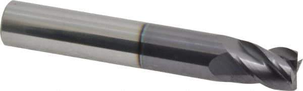 Accupro - 11mm, 14mm LOC, 12mm Shank Diam, 76mm OAL, 4 Flute, Solid Carbide Square End Mill - Single End, AlTiN Finish, Spiral Flute, 40° Helix, Centercutting, Right Hand Cut, Right Hand Flute - Eagle Tool & Supply