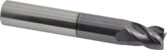 Accupro - 11mm, 14mm LOC, 12mm Shank Diam, 76mm OAL, 4 Flute, Solid Carbide Square End Mill - Single End, AlTiN Finish, Spiral Flute, 40° Helix, Centercutting, Right Hand Cut, Right Hand Flute - Eagle Tool & Supply