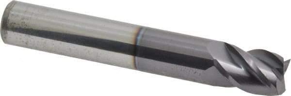 Accupro - 12mm, 16mm LOC, 12mm Shank Diam, 76mm OAL, 4 Flute, Solid Carbide Square End Mill - Single End, AlTiN Finish, Spiral Flute, 40° Helix, Centercutting, Right Hand Cut, Right Hand Flute - Eagle Tool & Supply