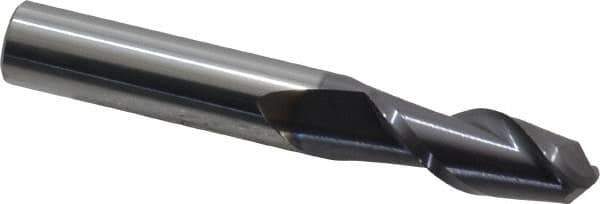 Accupro - 10mm Diam, 25mm LOC, 2 Flute Solid Carbide Ball End Mill - AlTiN Finish, Single End, 70mm OAL, 10mm Shank Diam, Spiral Flute - Eagle Tool & Supply