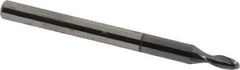 Accupro - 2mm Diam, 4mm LOC, 2 Flute Solid Carbide Ball End Mill - AlTiN Finish, Single End, 38mm OAL, 3mm Shank Diam, Spiral Flute - Eagle Tool & Supply