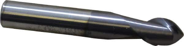 Accupro - 12mm Diam, 16mm LOC, 2 Flute Solid Carbide Ball End Mill - AlTiN Finish, Single End, 76mm OAL, 12mm Shank Diam, Spiral Flute - Eagle Tool & Supply