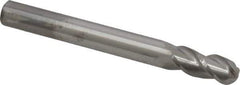 Accupro - 7/16" Diam, 1" LOC, 3 Flute Solid Carbide Ball End Mill - Uncoated, Single End, 4" OAL, 7/16" Shank Diam, Spiral Flute - Eagle Tool & Supply