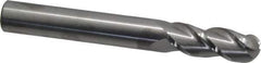 Accupro - 3/4" Diam, 2" LOC, 3 Flute Solid Carbide Ball End Mill - Uncoated, Single End, 6" OAL, 3/4" Shank Diam, Spiral Flute - Eagle Tool & Supply
