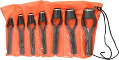 Value Collection - 7 Piece, 3/16 to 15/16", Arch Punch Set - Comes in Vinyl Roll - Eagle Tool & Supply