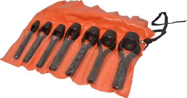 Value Collection - 7 Piece, 1/4 to 1", Arch Punch Set - Comes in Vinyl Roll - Eagle Tool & Supply