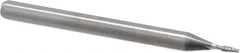 Kyocera - 0.04", 0.12" LOC, 1/8" Shank Diam, 1-1/2" OAL, 2 Flute, Solid Carbide Square End Mill - Single End, Uncoated, Spiral Flute, 30° Helix, Centercutting, Right Hand Cut, Right Hand Flute, Series 1610 - Eagle Tool & Supply