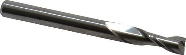 Kyocera - 3/16", 9/16" LOC, 3/16" Shank Diam, 2" OAL, 2 Flute, Solid Carbide Square End Mill - Single End, Uncoated, Spiral Flute, Centercutting, Right Hand Cut, Right Hand Flute, Series 1610 - Eagle Tool & Supply