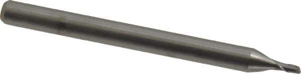 Kyocera - 0.045", 0.068" LOC, 1/8" Shank Diam, 1-1/2" OAL, 2 Flute, Solid Carbide Square End Mill - Single End, Uncoated, Spiral Flute, 30° Helix, Centercutting, Right Hand Cut, Right Hand Flute, Series 1620 - Eagle Tool & Supply