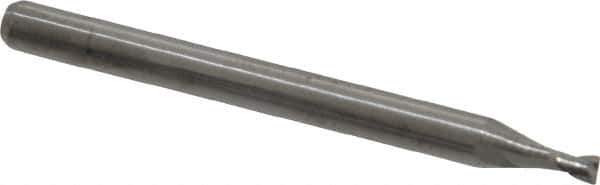 Kyocera - 0.07", 0.105" LOC, 1/8" Shank Diam, 1-1/2" OAL, 2 Flute, Solid Carbide Square End Mill - Single End, Uncoated, Spiral Flute, 30° Helix, Centercutting, Right Hand Cut, Right Hand Flute, Series 1620 - Eagle Tool & Supply
