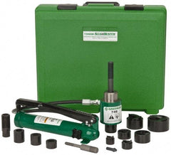 Greenlee - 17 Piece, 2" Punch Hole Diam, Hydraulic Knockout Set - Round Punch, 10 Gage Mild Steel - Eagle Tool & Supply