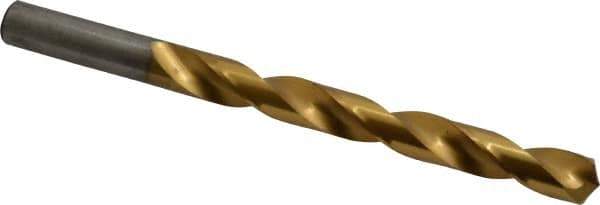 Chicago-Latrobe - Letter Z 135° Cobalt Jobber Drill - TiN Finish, Right Hand Cut, Spiral Flute, Straight Shank, 5-1/4" OAL, Split Point - Eagle Tool & Supply