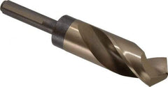 Chicago-Latrobe - 1-1/8" Drill, 118° Point, Cobalt Silver Deming & Reduced Shank Drill Bit - Oxide/Gold Finish, 6" OAL, Straight Shank, 3-1/8" Flute Length, Right Hand Cut, Split Point, Spiral Flute, Regular Spiral - Eagle Tool & Supply
