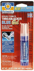 Permatex - 10 Gal Tube, Blue, Medium Strength Gel Threadlocker - Series 240, 24 hr Full Cure Time, Hand Tool Removal - Eagle Tool & Supply