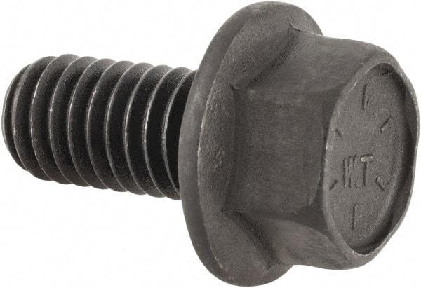 Value Collection - 3/8-16 UNC, 3/4" Length Under Head, Hex Drive Flange Bolt - 3/4" Thread Length, Grade 8 Alloy Steel, Smooth Flange, Phosphate & Oil Finish - Eagle Tool & Supply