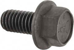 Value Collection - 3/8-16 UNC, 3/4" Length Under Head, Hex Drive Flange Bolt - 3/4" Thread Length, Grade 8 Alloy Steel, Smooth Flange, Phosphate & Oil Finish - Eagle Tool & Supply