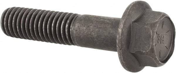 Value Collection - 7/16-14 UNC, 2" Length Under Head, Hex Drive Flange Bolt - 1-1/8" Thread Length, Grade 8 Alloy Steel, Smooth Flange, Phosphate & Oil Finish - Eagle Tool & Supply