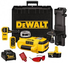 DeWALT - 200' (Interior) & 2,000' (Exterior) Measuring Range, 1/8" at 100' & 3mm at 31m Accuracy, Self-Leveling Rotary Laser with Detector - ±5° Self Leveling Range, 60, 250 & 600 RPM, 1 Beam, 18 Volt XRP Battery Included - Eagle Tool & Supply