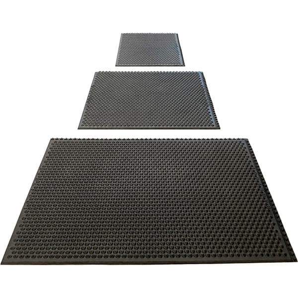 Barefoot - 3' Long x 4' Wide, Dry/Wet Environment, Anti-Fatigue Matting - Black, Nitrile Rubber with Nitrile Rubber Base - Eagle Tool & Supply