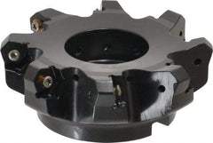 Kennametal - 4" Cut Diam, 1-1/4" Arbor Hole, 4.51mm Max Depth of Cut, 45° Indexable Chamfer & Angle Face Mill - 8 Inserts, HNGJ 535-GD Insert, Right Hand Cut, 8 Flutes, Through Coolant, Series KSHR - Eagle Tool & Supply