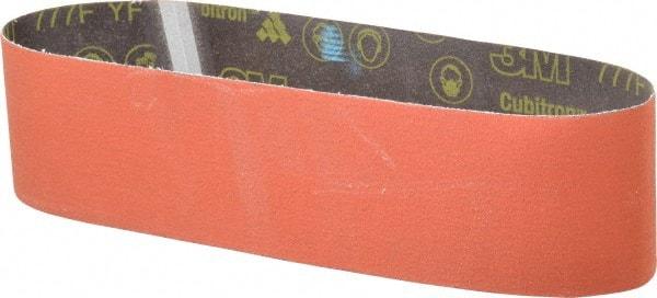 3M - 4" Wide x 36" OAL, 80 Grit, Ceramic Abrasive Belt - Ceramic, Medium, Coated, YF Weighted Cloth Backing, Wet/Dry, Series 777F - Eagle Tool & Supply