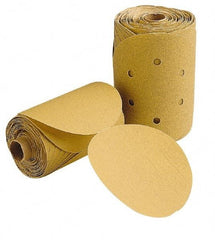 3M - 6" Diam, 150 Grit FEPA, Aluminum Oxide Adhesive PSA Disc - Very Fine Grade, Gold, F Weighted Backing, Flexible, Use with Random Orbital Sanders - Eagle Tool & Supply