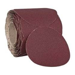 3M - 6" Diam, 60 Grit Ceramic Adhesive PSA Disc - Medium Grade, Red, F Weighted Backing, Flexible, Use with Random Orbital Sanders - Eagle Tool & Supply