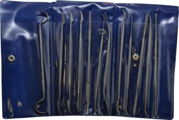 Grobet - 12 Piece Swiss Pattern File Set - 6" Long, 0 Coarseness, Die Sinker's Handle - Eagle Tool & Supply