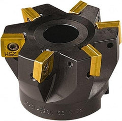 Seco - 6 Inserts, 63mm Cut Diam, 22mm Arbor Diam, 11mm Max Depth of Cut, Indexable Square-Shoulder Face Mill - 90° Lead Angle, 40mm High, SONX 1205 Insert Compatibility, Series Midi Square - Eagle Tool & Supply