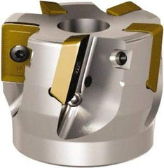 Seco - 5 Inserts, 80mm Cut Diam, 27mm Arbor Diam, 20mm Max Depth of Cut, Indexable Square-Shoulder Face Mill - 50mm High, ABEX 26.. Insert Compatibility, Through Coolant - Eagle Tool & Supply