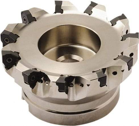 Seco - 7 Inserts, 63mm Cut Diam, 22mm Arbor Diam, 7.5mm Max Depth of Cut, Indexable Square-Shoulder Face Mill - 90° Lead Angle, 40mm High, XNEX 0806 Insert Compatibility - Eagle Tool & Supply