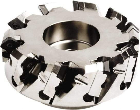 Seco - 112mm Cut Diam, 32mm Arbor Hole, 6mm Max Depth of Cut, 45° Indexable Chamfer & Angle Face Mill - 6 Inserts, SE.. 1204 Insert, Right Hand Cut, 6 Flutes, Series QuattroMill - Eagle Tool & Supply