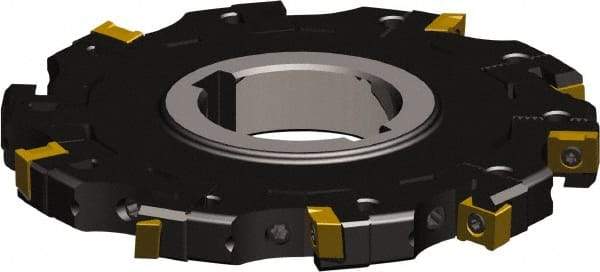Seco - Arbor Hole Connection, 0.4724" Cutting Width, 1.071" Depth of Cut, 100mm Cutter Diam, 1-1/16" Hole Diam, 4 Tooth Indexable Slotting Cutter - 335.18 Toolholder, LNK.. 08.. Insert - Eagle Tool & Supply