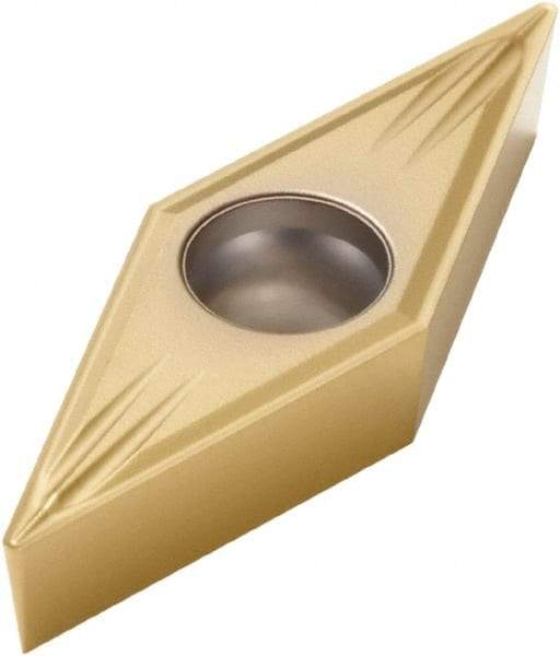 Seco - VBMT331 MF2 Grade CP500 Carbide Turning Insert - TiAlN/TiN Finish, 35° Diamond, 3/8" Inscr Circle, 3/16" Thick, 1/64" Corner Radius - Eagle Tool & Supply