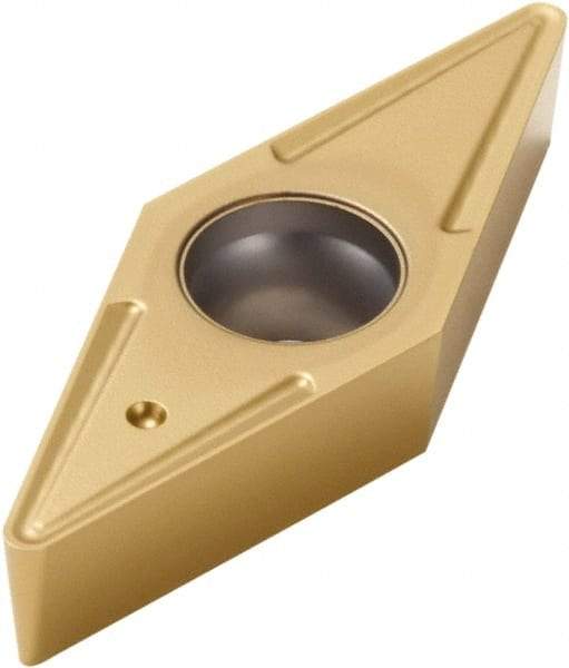 Seco - VBMT332 F2 Grade CP200 Carbide Turning Insert - TiAlN/TiN Finish, 35° Diamond, 3/8" Inscr Circle, 3/16" Thick, 1/32" Corner Radius - Eagle Tool & Supply