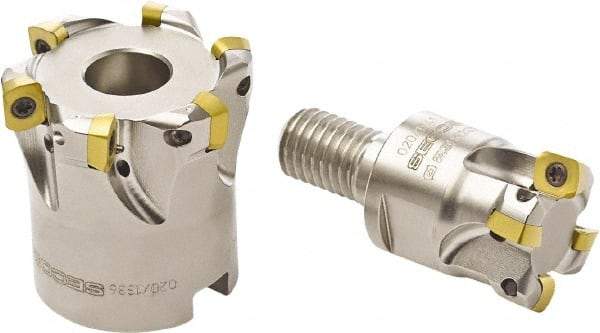Seco - 25mm Cut Diam, 0.0315" Max Depth, M12 Modular Connection Indexable High-Feed End Mill - Screw Holding Method, LP.. 06 Insert, R217.21 Toolholder, Through Coolant - Eagle Tool & Supply