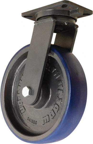 Hamilton - 12" Diam x 3" Wide x 15-1/2" OAH Top Plate Mount Swivel Caster - Polyurethane Mold onto Cast Iron Center, 2,800 Lb Capacity, Sealed Precision Ball Bearing, 5-1/4 x 7-1/4" Plate - Eagle Tool & Supply