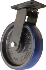 Hamilton - 12" Diam x 3" Wide x 15-1/2" OAH Top Plate Mount Swivel Caster - Polyurethane Mold onto Cast Iron Center, 2,800 Lb Capacity, Tapered Roller Bearing, 5-1/4 x 7-1/4" Plate - Eagle Tool & Supply
