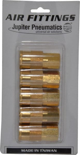 Value Collection - 5 Piece 3/8" Body 3/8 NPT 145 psi Brass Industrial Pneumatic Coupling Plug Set - Eagle Tool & Supply
