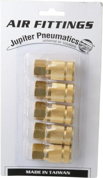 Value Collection - 5 Piece 1/4" Body 1/4 NPT 145 psi Brass Tru-Flate Automotive Pneumatic Coupling Plug Set - Eagle Tool & Supply