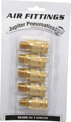 Value Collection - 5 Piece 1/4" Body 1/4 NPT 145 psi Brass Tru-Flate Automotive Pneumatic Coupling Plug Set - Eagle Tool & Supply