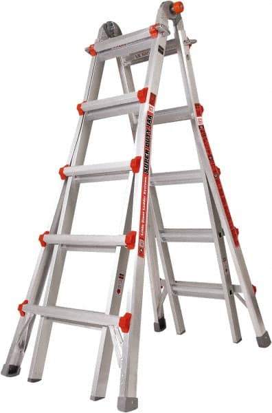 Little Giant Ladder - 18 Steps, 19' High, Type IAA Rating, Aluminum Multi-Use Ladder - 375 Lb Load Capacity, 27" Base Width - Eagle Tool & Supply