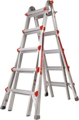 Little Giant Ladder - 18 Steps, 19' High, Type IAA Rating, Aluminum Multi-Use Ladder - 375 Lb Load Capacity, 27" Base Width - Eagle Tool & Supply