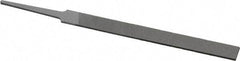 Grobet - 4" Standard Precision Swiss Pattern Equalling File - Double Cut, 13/32" Width Diam x 5/64" Thick, With Tang - Eagle Tool & Supply