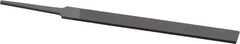 Grobet - 4" Standard Precision Swiss Pattern Equalling File - Double Cut, 13/32" Width Diam x 5/64" Thick, With Tang - Eagle Tool & Supply