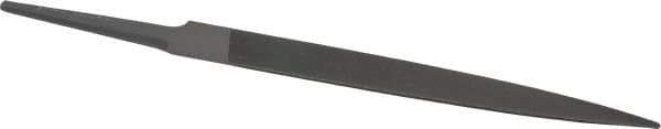 Grobet - 4" Standard Precision Swiss Pattern Half Round File - Double Cut, 15/32" Width Diam x 9/64" Thick, With Tang - Eagle Tool & Supply