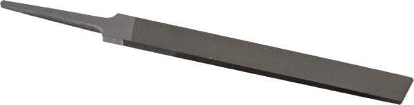 Grobet - 4" Standard Precision Swiss Pattern Hand File - Double Cut, 17/32" Width Diam x 1/8" Thick, With Tang - Eagle Tool & Supply