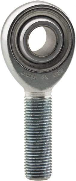 Made in USA - 1" ID, 2.95" Max OD, 107,182 Lb Max Static Cap, Plain Male Spherical Rod End - 1-14 LH, 2-1/2" Shank Length, Alloy Steel with Steel Raceway - Eagle Tool & Supply