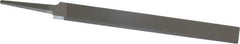 Grobet - 6" Standard Precision Swiss Pattern Hand File - Double Cut, 3/4" Width Diam x 5/32" Thick, With Tang - Eagle Tool & Supply
